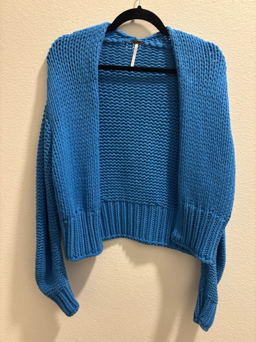 Free People Blue Chunky Open-Front Women's Cardigan, size S